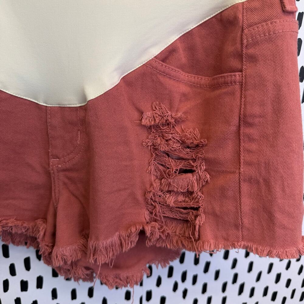 Pink Blush Pink Super Distressed Maternity Denim Shorts medium - Picture 3 of 6